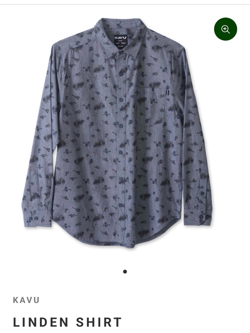 Kavu Linden Button-Down Shirt in “Local” Print, size XL NWT